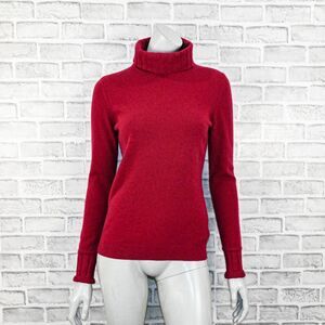 KINROSS Women's Ligonberry Cashmere Chunky trim Turtleneck Sweater sz Small